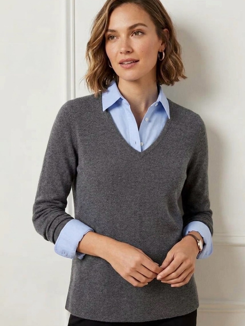 Loft dark gray v-neck sweater. Size M.